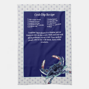 Personalized Nautical Navy Anchor Recipe keepsake Kitchen Towel