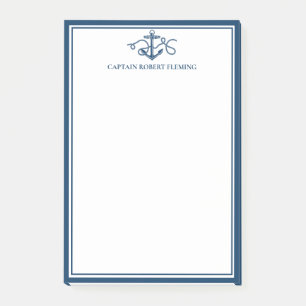 Personalized Nautical Navy Blue Anchor Post-it Notes