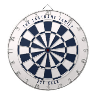 Personalized Nautical Navy Blue and White Dart Board