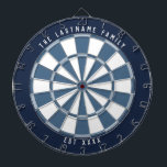 Personalized Nautical Navy Blues & Off-White Dart Board<br><div class="desc">Custom text dartboard with a nautical color scheme featuring a dark navy blue frame and 2 shades of blue on the dartboard with an off-white mix.</div>
