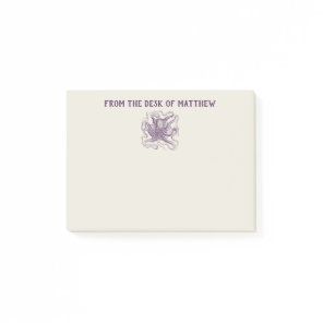 Personalized Nautical Octopus Purple and Cream Post-it Notes