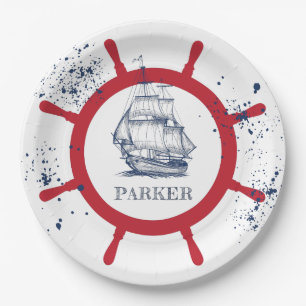 Personalized Nautical Party Sailboat Paper Plates
