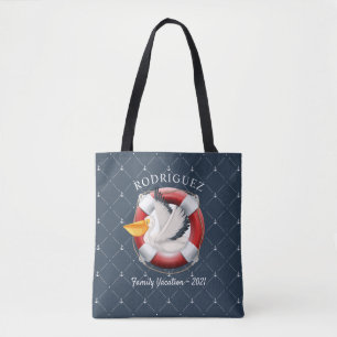 Personalized Nautical Pelican Family Vacation Tote Bag