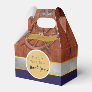 Personalized NAUTICAL rustic ships wheel Gable Favor Boxes