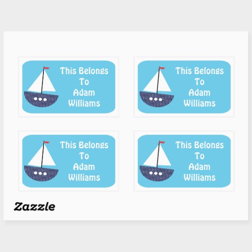 Personalized Nautical Sail Boat Sticker Label Zazzle