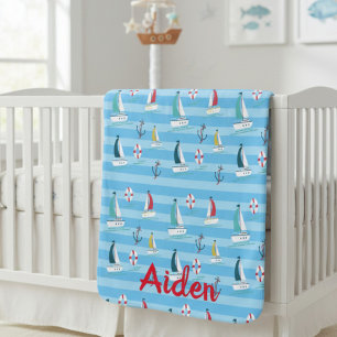 Personalized Nautical Sailboat Baby Blanket