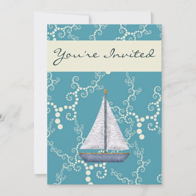 Personalized Nautical Sailboat Birthday Invitation (Front)