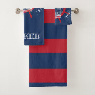 Personalized Nautical Sailboat Blue Bath Towel Set