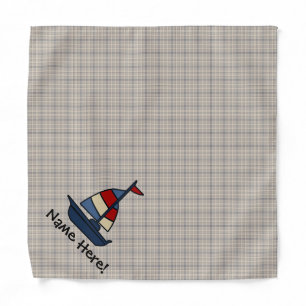 Personalized Nautical Sailboat Blue/Tan Boy's Bandana