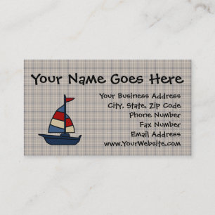 Personalized Nautical Sailboat Blue/Tan Boy's Business Card