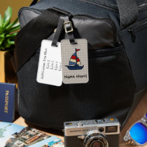 Personalized Nautical Sailboat Blue/Tan Boy's Luggage Tag