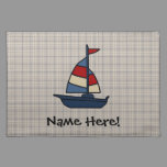 Personalized Nautical Sailboat Blue/Tan Boy's Placemat