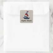 Personalized Nautical Sailboat Blue/Tan Boy's Square Sticker (Bag)