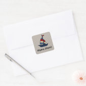 Personalized Nautical Sailboat Blue/Tan Boy's Square Sticker (Envelope)