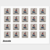 Personalized Nautical Sailboat Blue/Tan Boy's Square Sticker (Sheet)