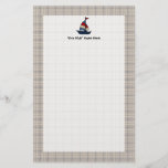 Personalized Nautical Sailboat Blue/Tan Boy's Stationery