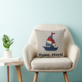 Personalized Nautical Sailboat Blue/Tan Boy's Throw Pillow (Chair)