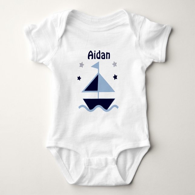 Personalized "Nautical/Sailboat/Navy"  baby Shirt (Front)