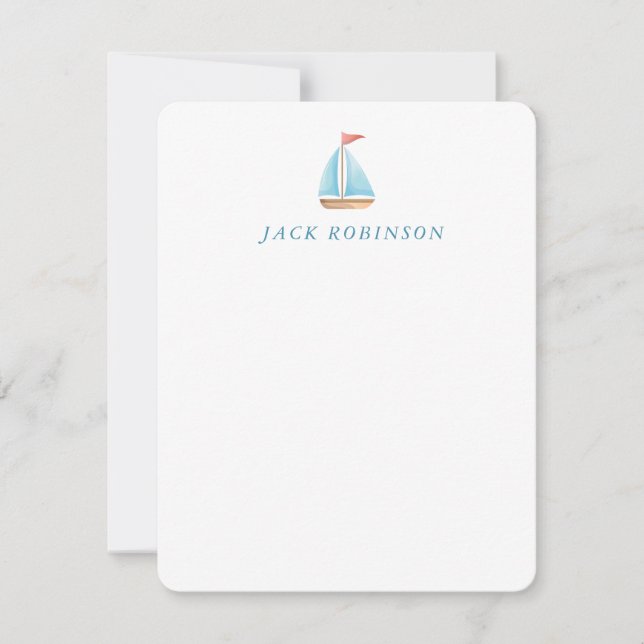 Personalized Nautical Sailboat Note Card (Front)