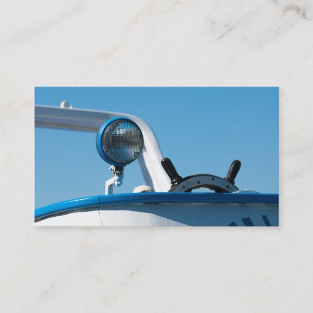 Personalized Nautical ship wheel sailboat Business Card (Front)