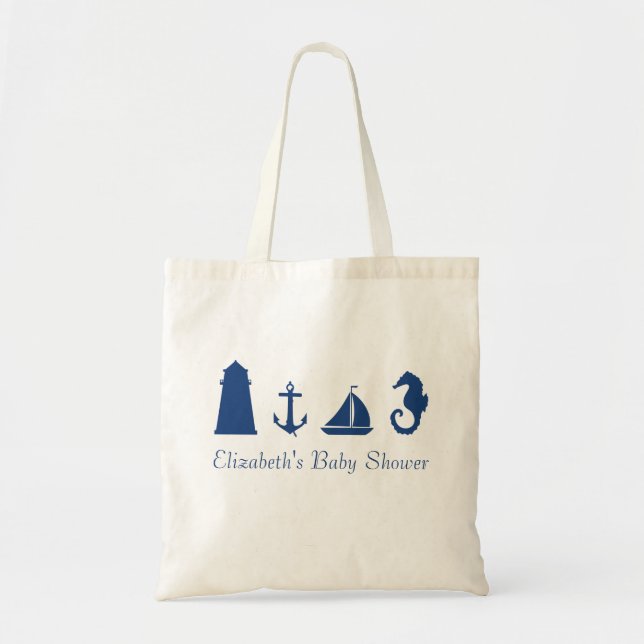 Personalized Nautical Silhouette Tote Bag (Front)
