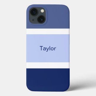 Personalized Nautical Stripes Blue and White
