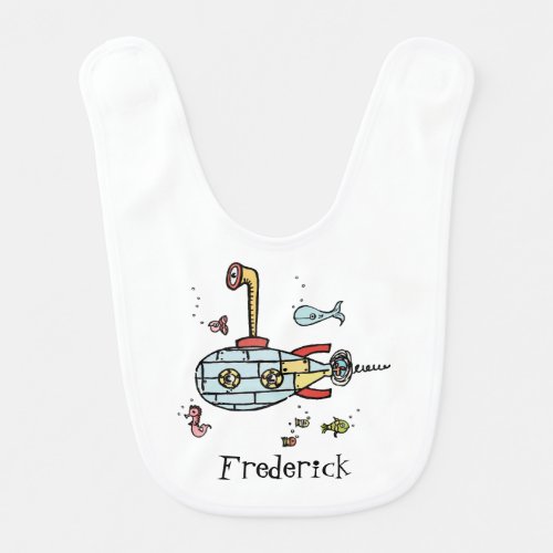 Personalized Nautical Submarine Under Water Baby B Baby Bib