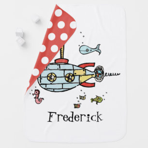 Personalized Nautical Submarine Under Water Baby Blanket