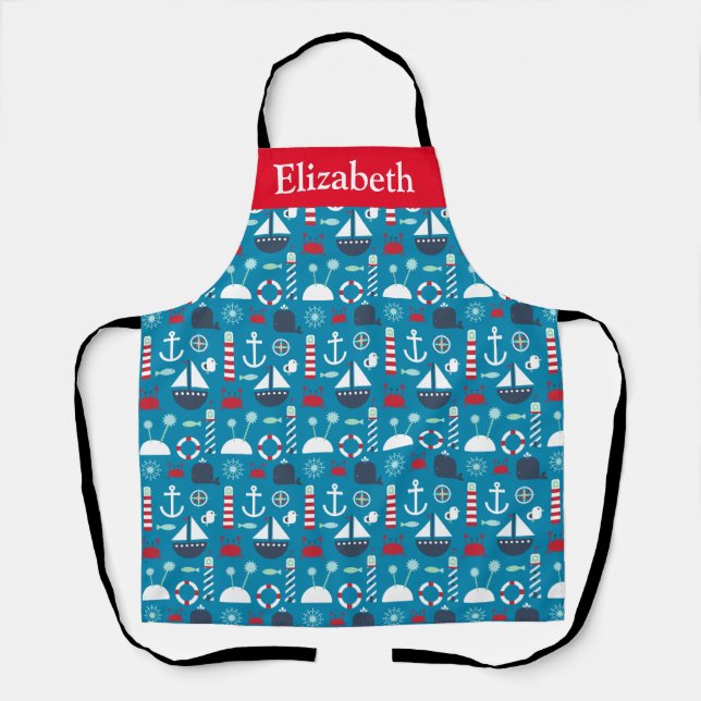 Personalized Nautical Symbols Chef's Apron (Front)