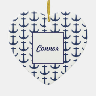 Personalized Nautical Theme heart Ornament