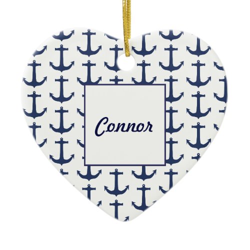 Personalized Nautical Theme heart Ornament
