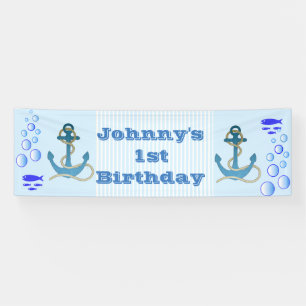 Personalized Nautical Themed 1st Birthday Banner
