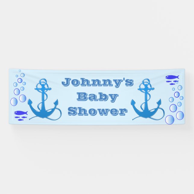 Personalized Nautical Themed Baby Shower Banner (Horizontal)