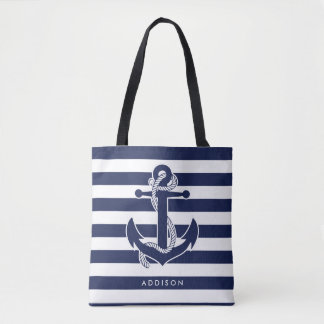 Personalized Nautical Tote Bags Add Your Name