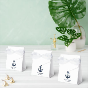 Personalized Nautical Vessel Navy & White Favor Boxes