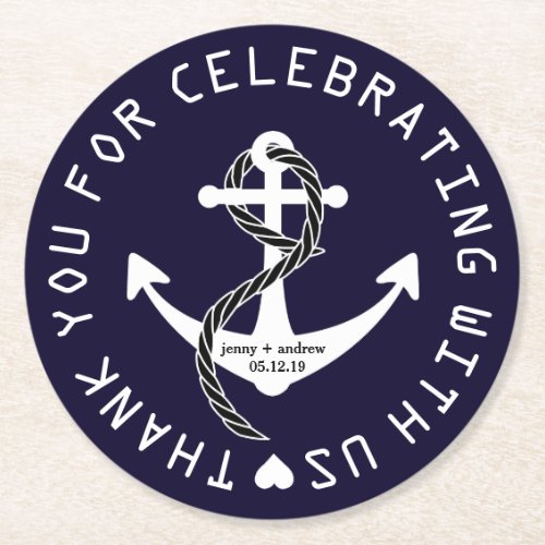 Personalized Nautical Wedding Favor Party Coaster