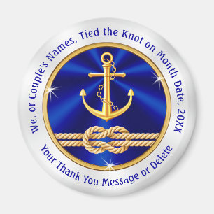 Personalized Nautical Wedding Favors, Tie the Knot Magnet