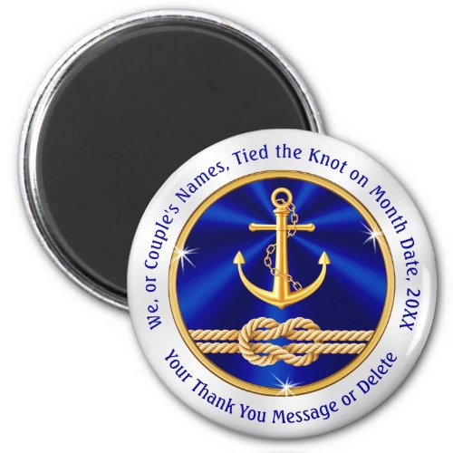 Personalized Nautical Wedding Favors Tie the Knot Magnet