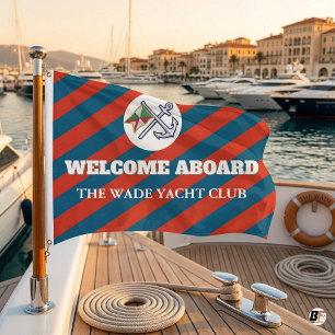 Personalized Nautical Welcome Aboard Yacht Club  Pennant
