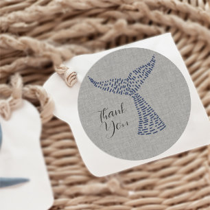 Personalized Nautical Whale Tail Art Classic Round Sticker