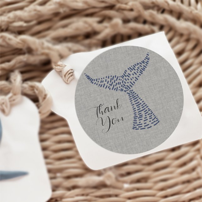 Personalized Nautical Whale Tail Art Classic Round Sticker (Personalized Nautical Whale Tail Art Classic Round Sticker)