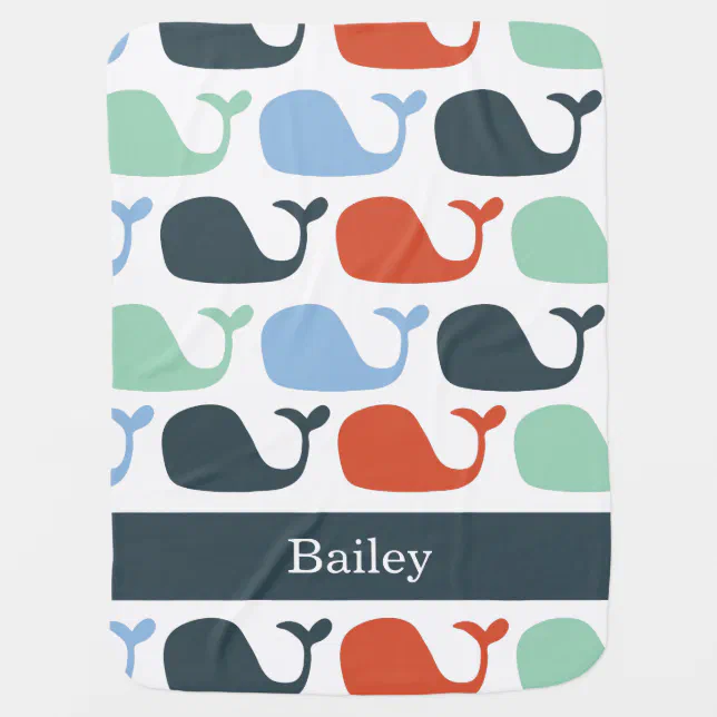 Personalized Nautical Whales Baby Blanket | Zazzle