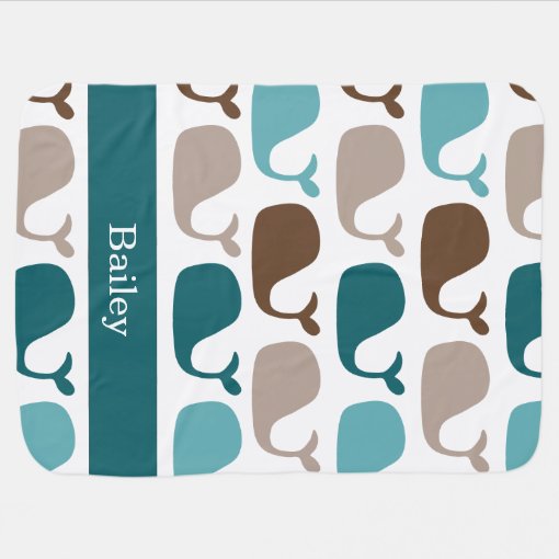 Personalized Nautical Whales Baby Blanket | Zazzle