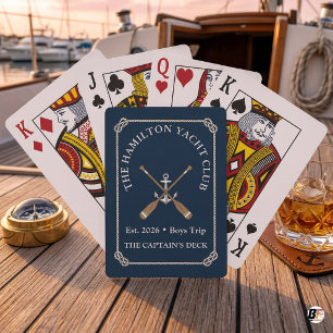 Personalized Nautical Yacht Club Anchor Boys Trip Poker Cards