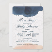 Personalized Navy and Blush Baby Shower Invitation (Front)