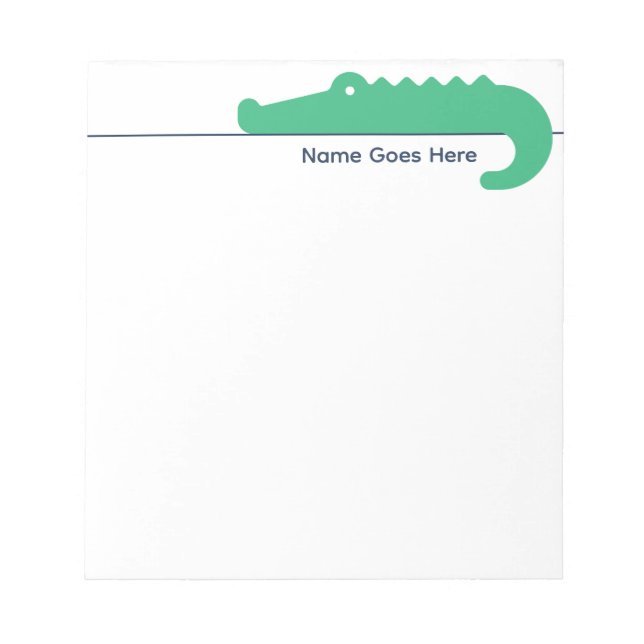 Personalized Navy and Green Alligator Notepad (Front)