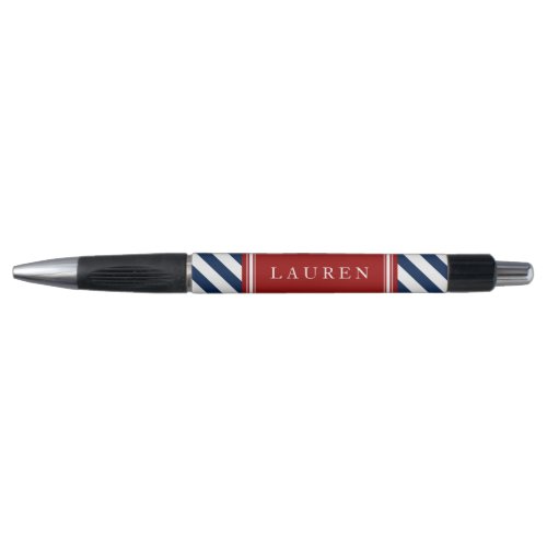 Personalized Navy and Red Stripes Pattern Pen