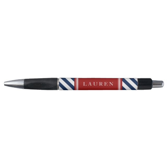 Personalized Navy and Red Stripes Pattern Pen (Front)