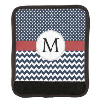 Personalized Navy and white nautical design Luggage Handle Wrap