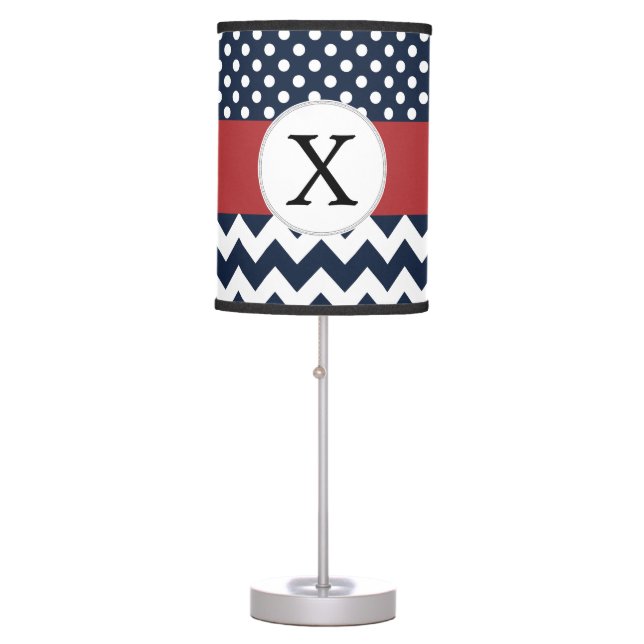 Personalized Navy and white nautical pattern Table Lamp (Front)